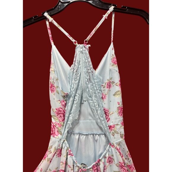 Rue 21- Women's Summer Sleeveless High Low Hem Ruffle-Floral Dress-Light Blue-XS - Picture 16 of 16